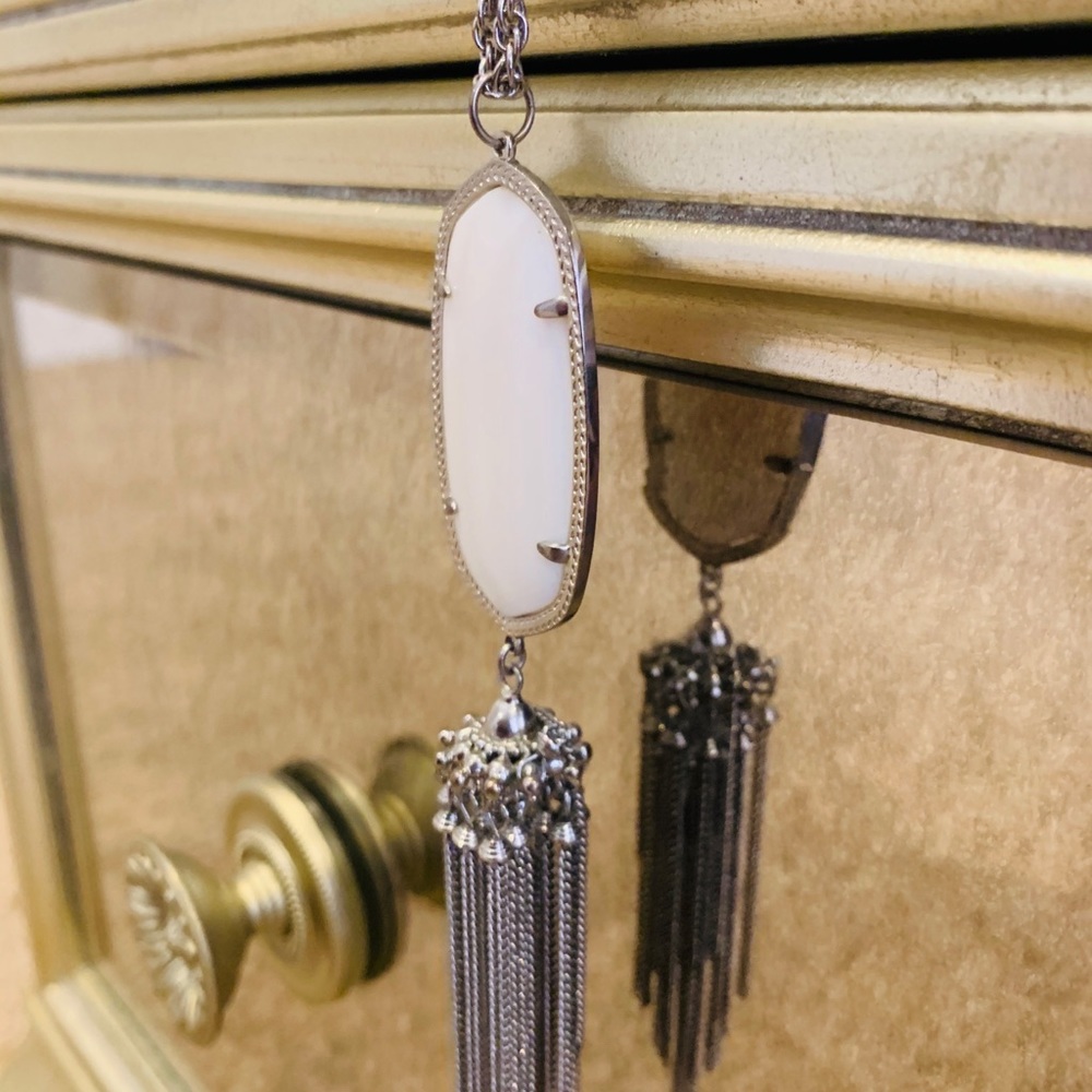 Rare Kendra Scott Rayne Necklace- White/Silver